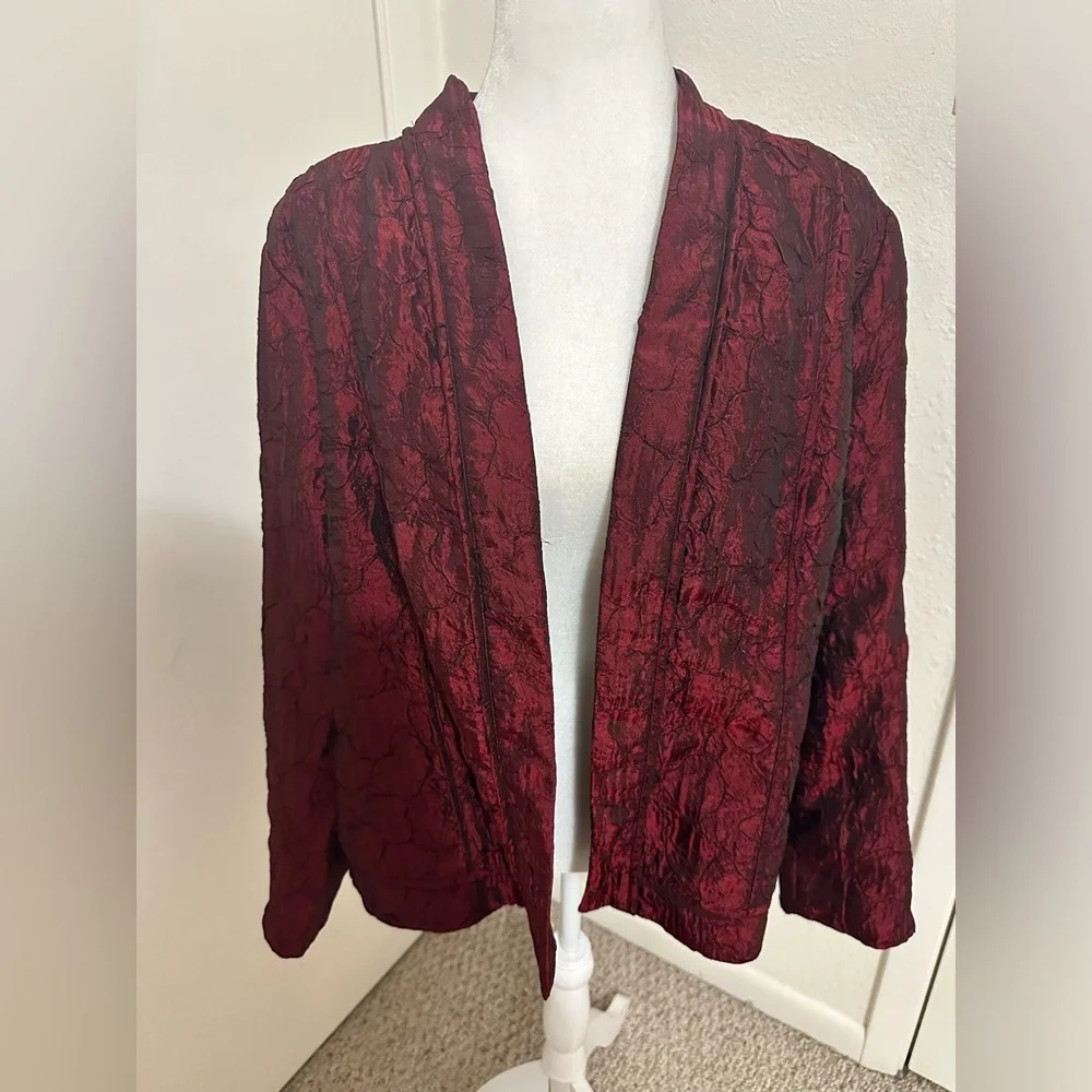 Chico’s Open Front blazer Jacket Size 3 US L Dark Red Long Sleeve NWT - Picture 2 of 4